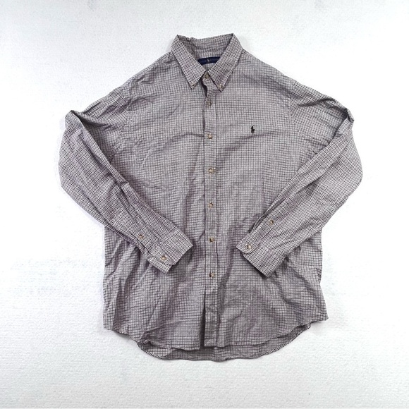 Polo Ralph Lauren Plaid Button Down Shirt XXL Blue White Long Sleeve Classic Fit - Picture 2 of 8